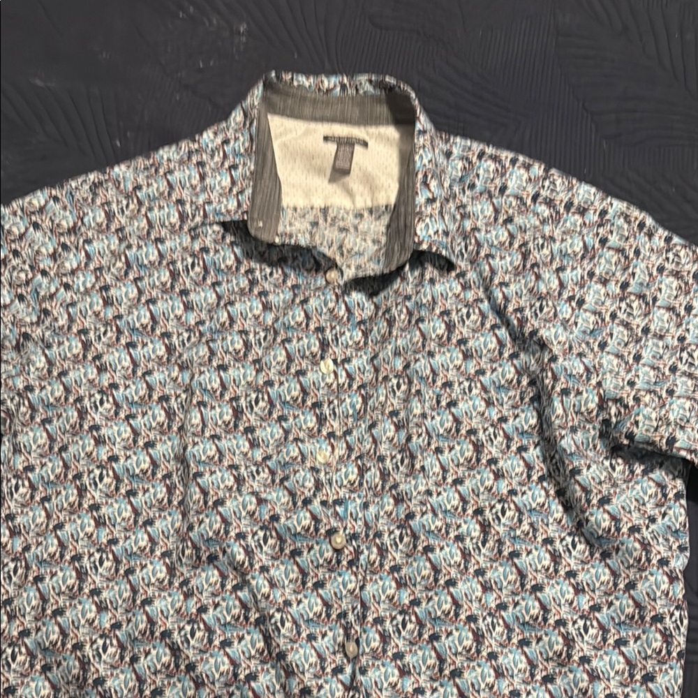Patterned Blue and White Men's Shirt